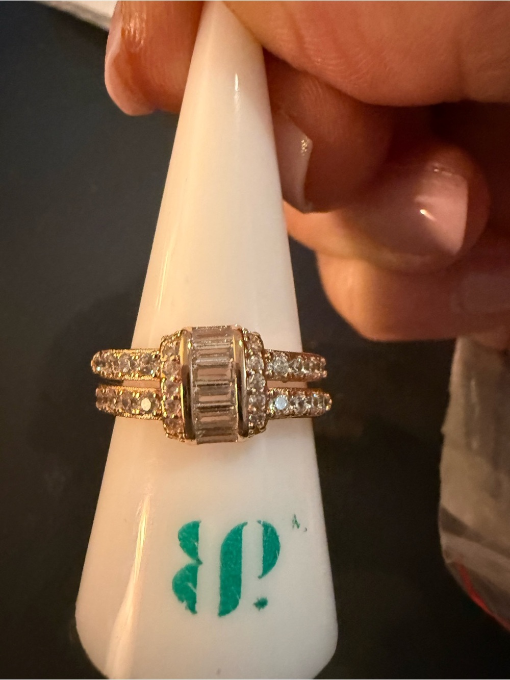 Rose Gold Multi-Row Baguette & Round CZ Statement Ring